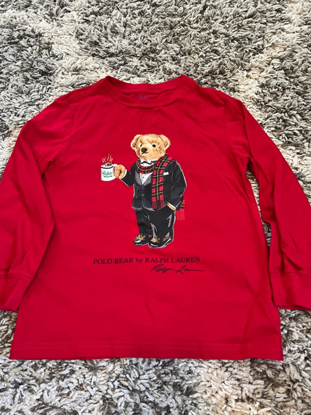 Ralph Lauren Red Polo Bear Long Sleeve Tee